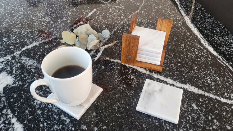 Portavasos Fogo - juego de portavasos de mármol, acabado artesanal | Casa Fogo México