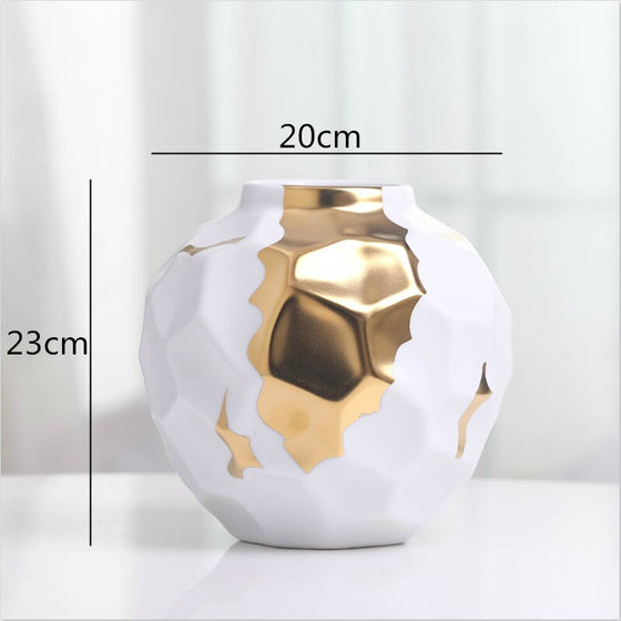 White & Gold Texture Vases