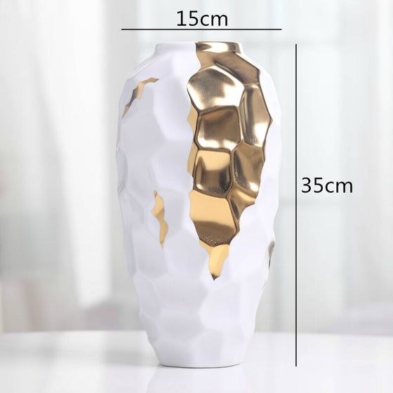 White & Gold Texture Vases