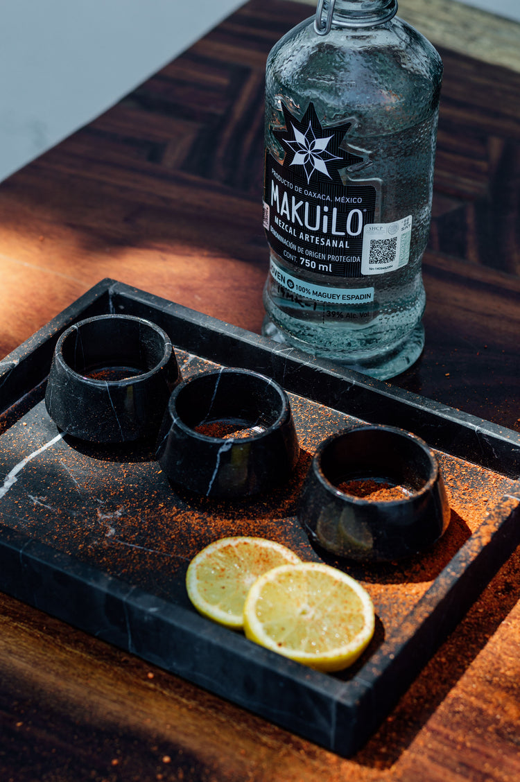 Set Vasos Mezcaleros de Mármol.