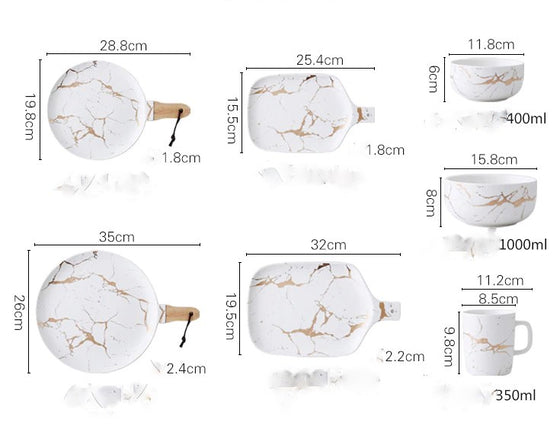 Vajilla Cerámica tipo Mármol