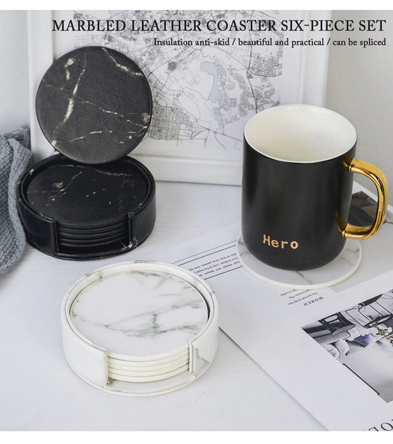 Marble Style Leather Cup Holder