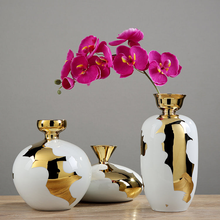 Jarrones White & Gold Liso.
