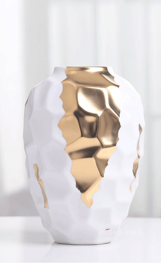 Vasen Weiß &amp; Gold Textur