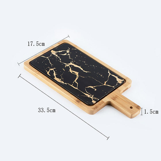 Rechteckiger Tisch Holz/Marmor