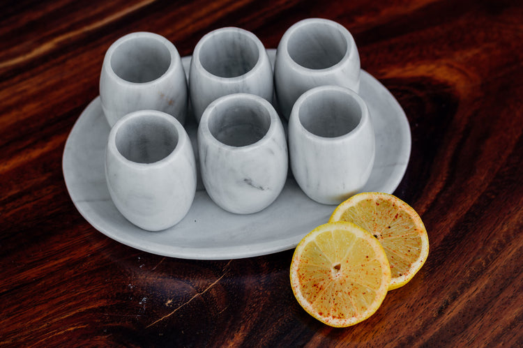 Set Vasos Tequileros de Mármol.