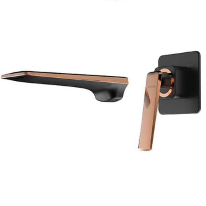 Grifo Cartago - grifo de diseño para baño o cocina acabado negro con oro rosado | Casa Fogo México
